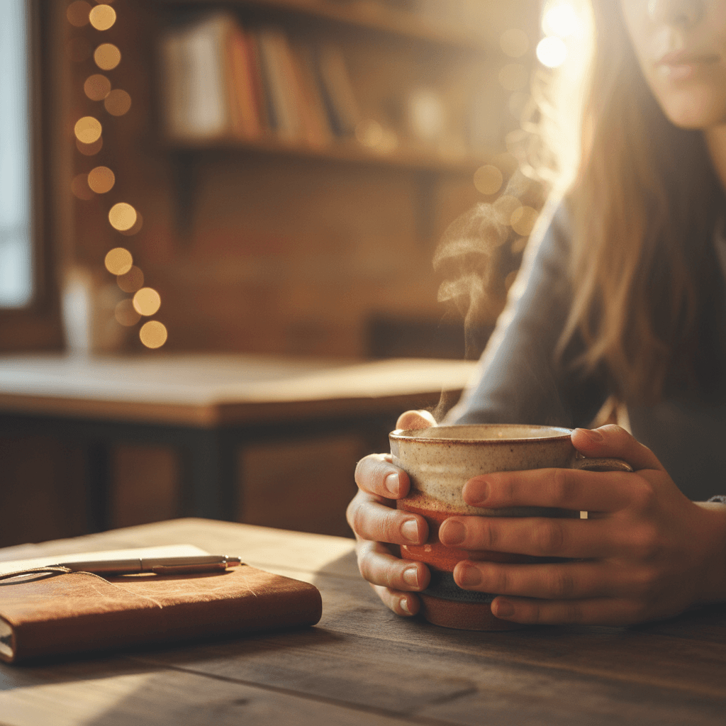 Two hands sharing a moment of care and presence