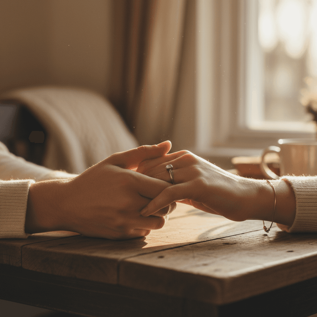 Two hands coming together in connection